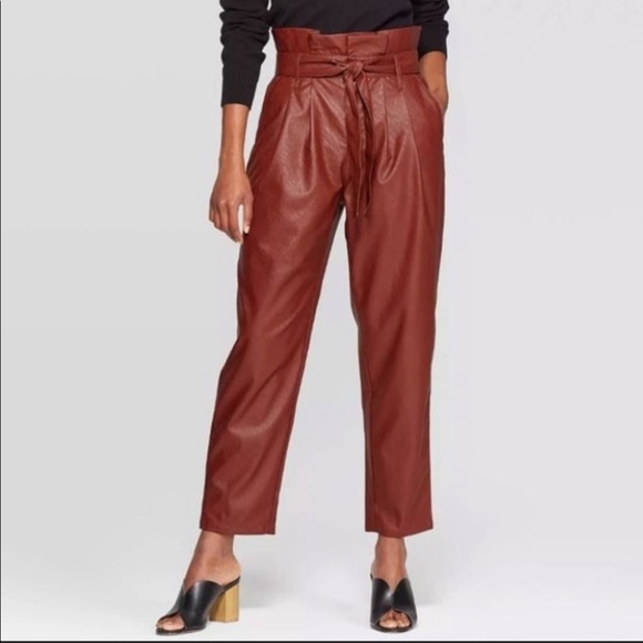 paperbag leather pants